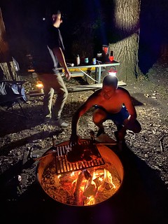 Steaks over the fire