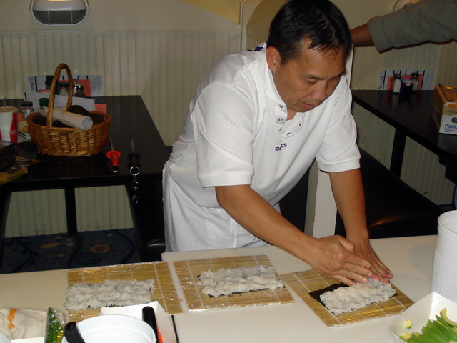 Spreading Rice Onto Nori