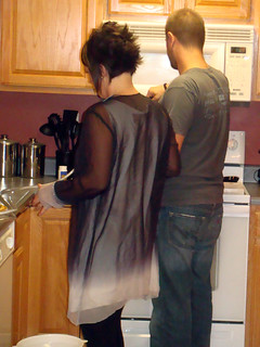 Homebrew - Kari likes to dress fancy when we make beer