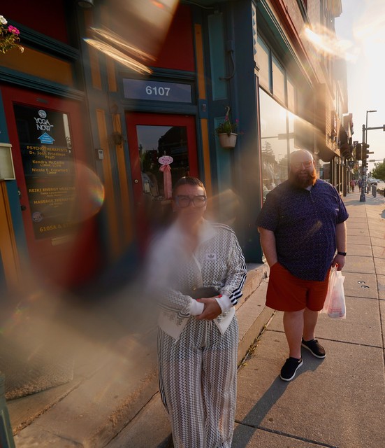 Camera came loose from the strap, hit the concrete lens down, and shattered the filter. Testing that it still works while everyone else expresses concern.