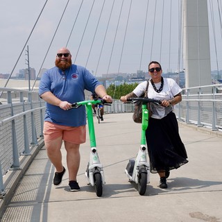 Travel - The scooters shut off on the ped bridge over the Missouri river