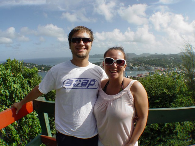 Kari and I with Castries in the background