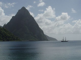 One of the Pitons and a pirate ship