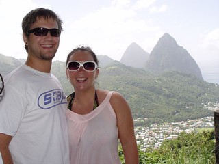 frame - Kari and I with the Pitons on the background