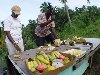 $1 to try all the fruit you wanted, coconut, star fruit, some weird red fruit, pineapple, etc