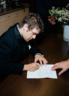 Signing papers