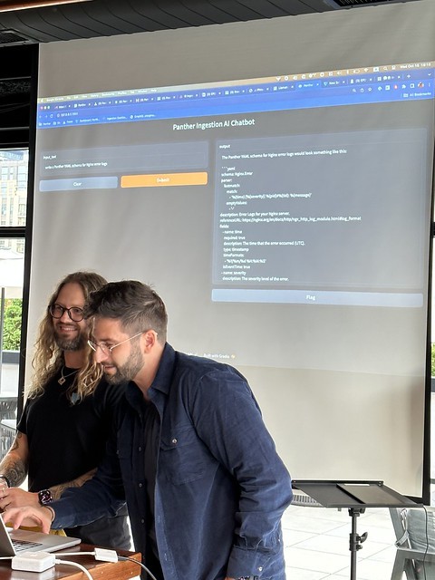 Panos and I present our hackathon project