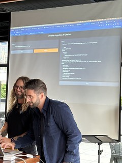 Panos and I present our hackathon project