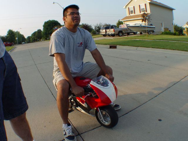 Nathan on my pocket bike