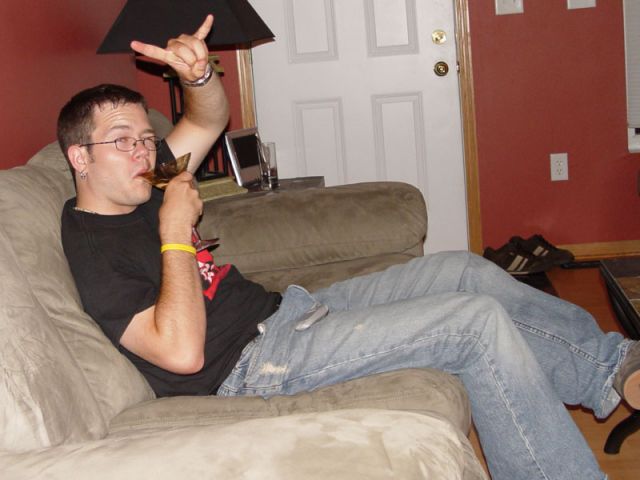 Zach with a much needed martini