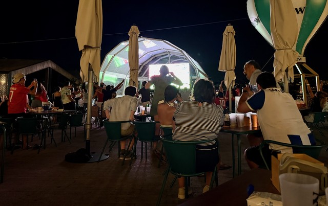 Watching Portugal play in the World Cup in Portugal. Very fun