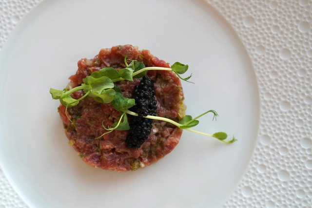 Beef tartare and caviar at 1828