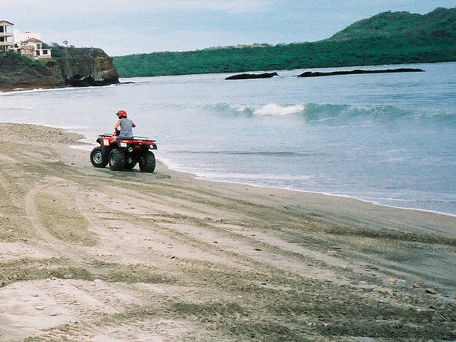 Riding around a beach