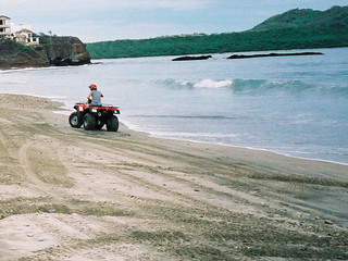 Riding around a beach