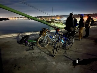 Biking - No guardrails or anything up here. Just a curb.