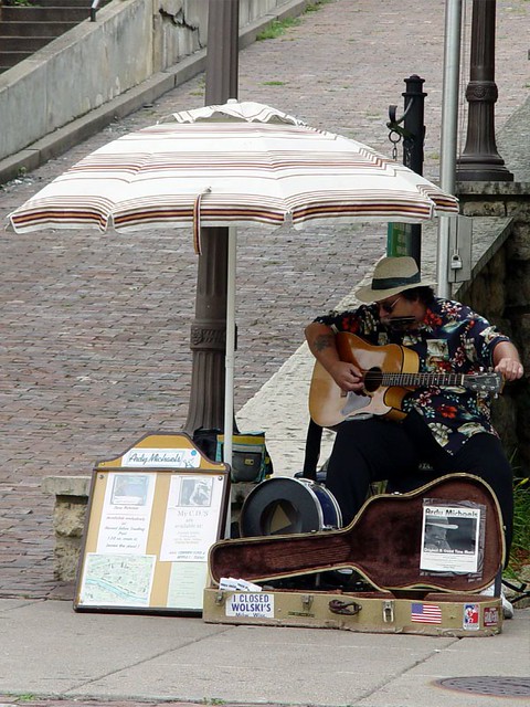 Andy Michaels playing music in Galena
