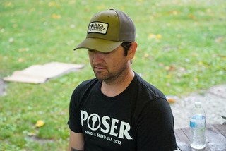 Tired boy stops by on his way through