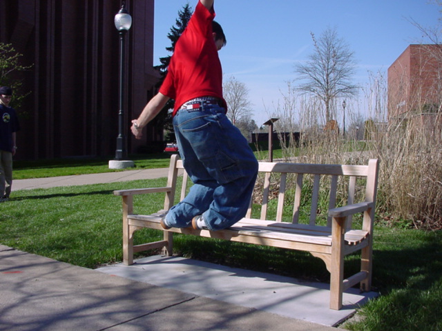 Zach sliding a bench