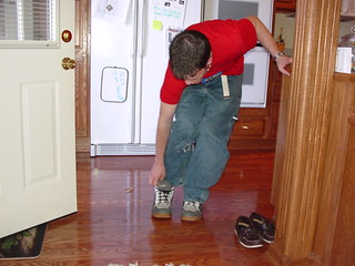 Zach putting on his Daggits