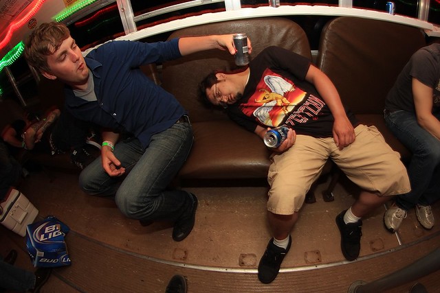 Switched his full Coors for an empty Bud Light