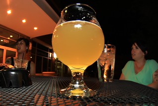 Enjoying an after wedding beer