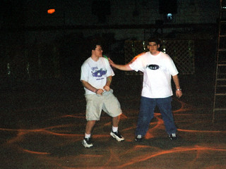 Kevi pushing spanky off the dance floor