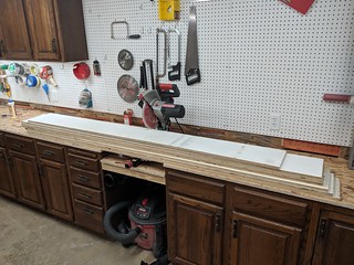 Doors ripped into 9.5" strips to use for the sides of the boxes