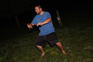 Rich guarding his magic pumpkins