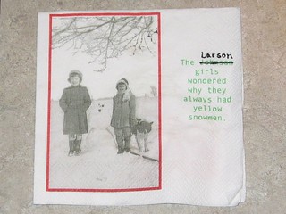 The Larson girls wondered why they always had yellow snowmen.