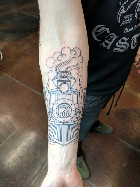 Train tattoo: Lined