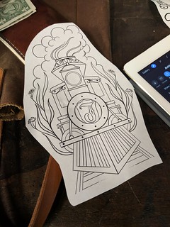 Art - Train tattoo sketch