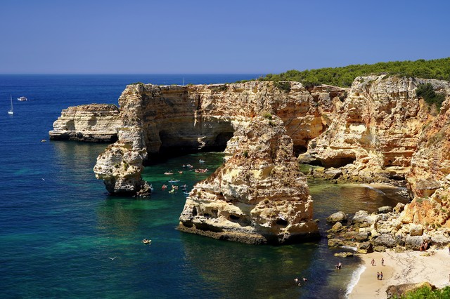 The wild rock formations of Praia da Marinha