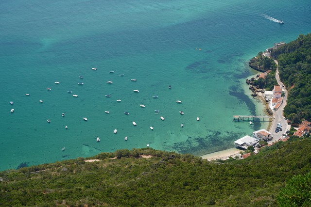 Tiny boats in the bay