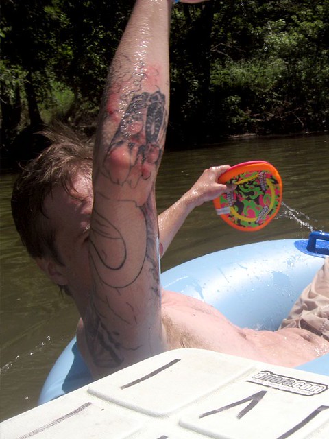 Cedric fell on some rocks and bloodied up his tattoo