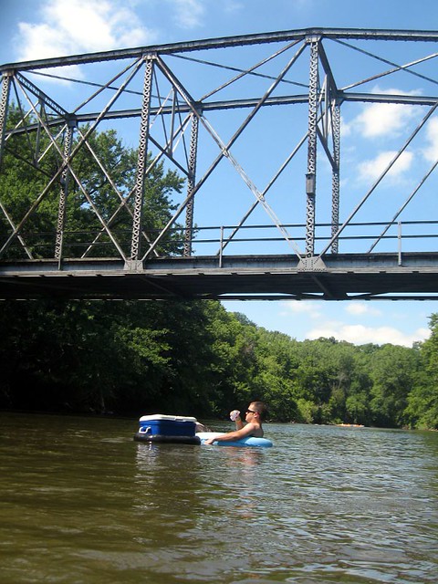 Floating underneath an old bridge