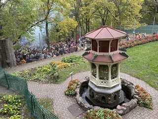 A wild fountain behind the Schell's mansion