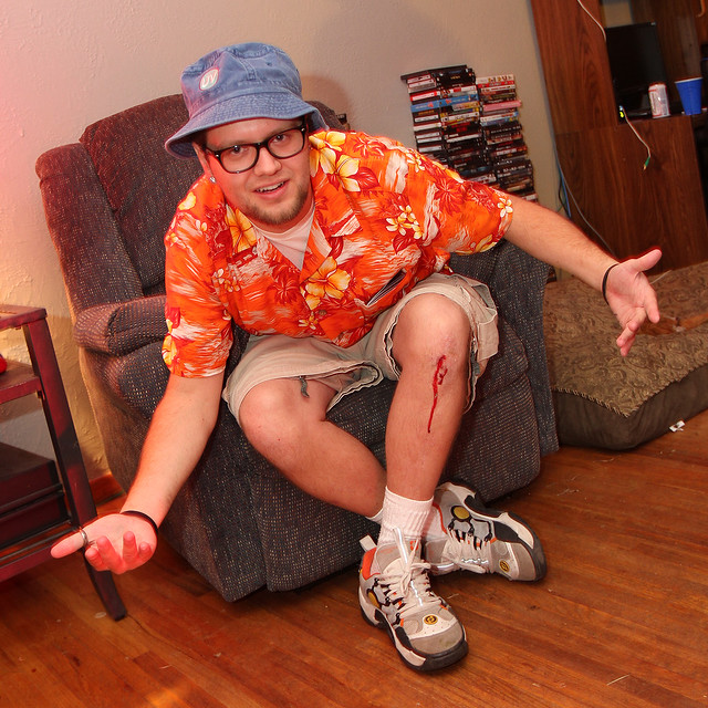 So I tripped and landed on some sharp things... didn't notice the blood til like 15 mins later.