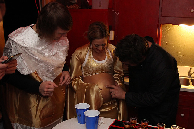 I never could tell if this girl was really pregnant or not