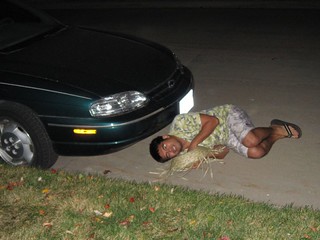 Pain - Nathan cuddled up on the walk home from Stix - so cold this night.