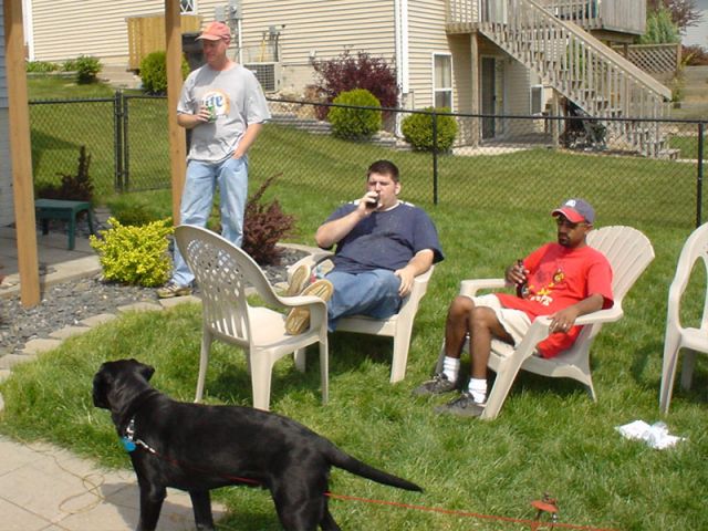 Hanging out after pouring cement