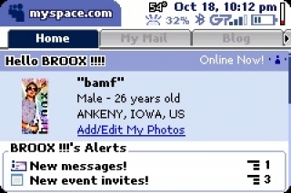 Tech - Ah, my MySpace home page