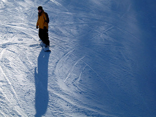 Snowboarding - Zach finishing up a run