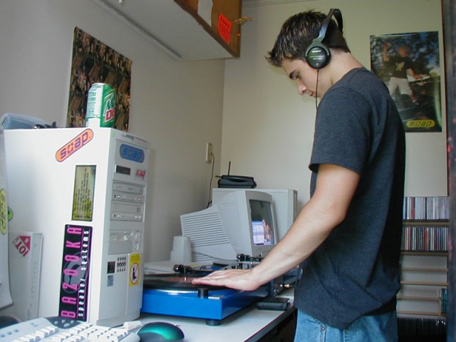 Julian playing with my turntables