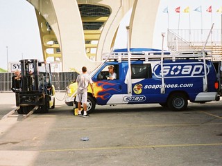 Getting jump started by a forklift, haha