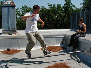 frame - Zach soaping on the roof of Pauley-Rorem