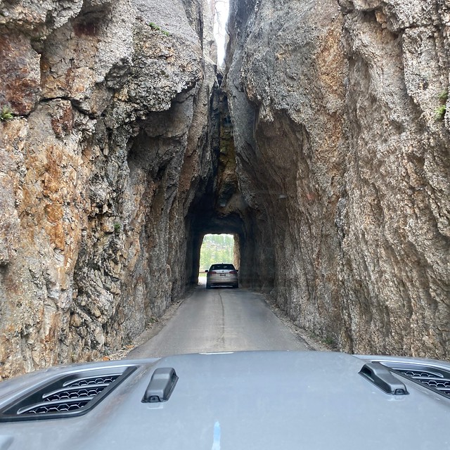 Driving through a tunnel on Needles Highway