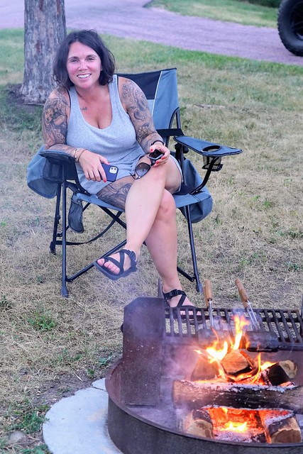 Cooking and relaxing by the fire