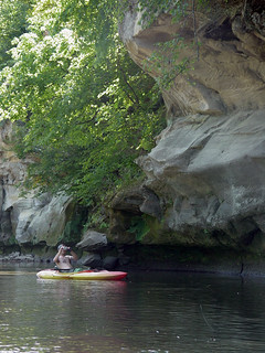 Kayaking - Zach by some hanging rock