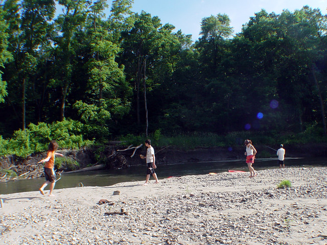 Playing on the sand bar