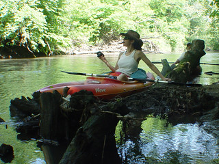 Kayaking - Aunt Vicki havin a cigar